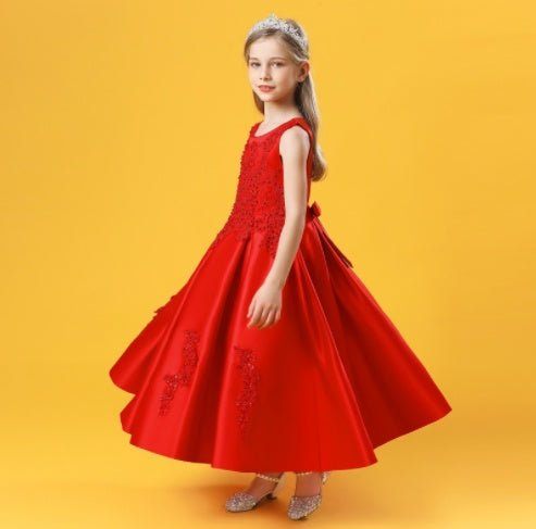 childrens piano performance dress-Fashion Children's Long Summer Piano Performance Costume Dress-shopluxelook.store