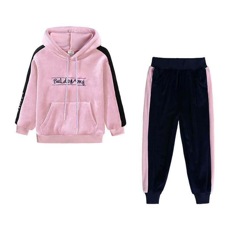 girls long sleeve sports suit-Fashion Girls Long Sleeve Two-piece Sports Suit-shopluxelook.store