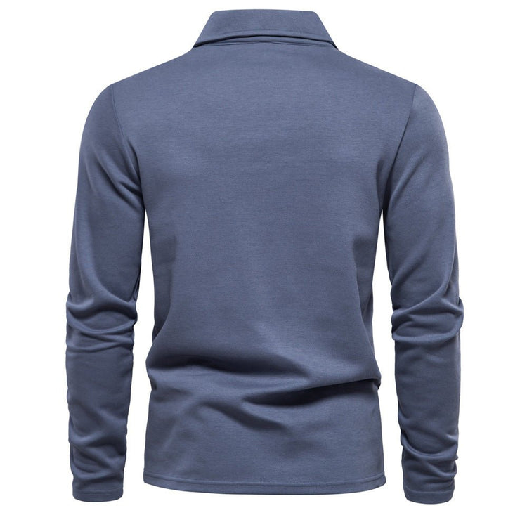 Fashion Lapel Long - sleeved Polo Shirt Men&