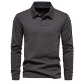 Fashion Lapel Long - sleeved Polo Shirt Men&