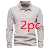 Fashion Lapel Long - sleeved Polo Shirt Men&