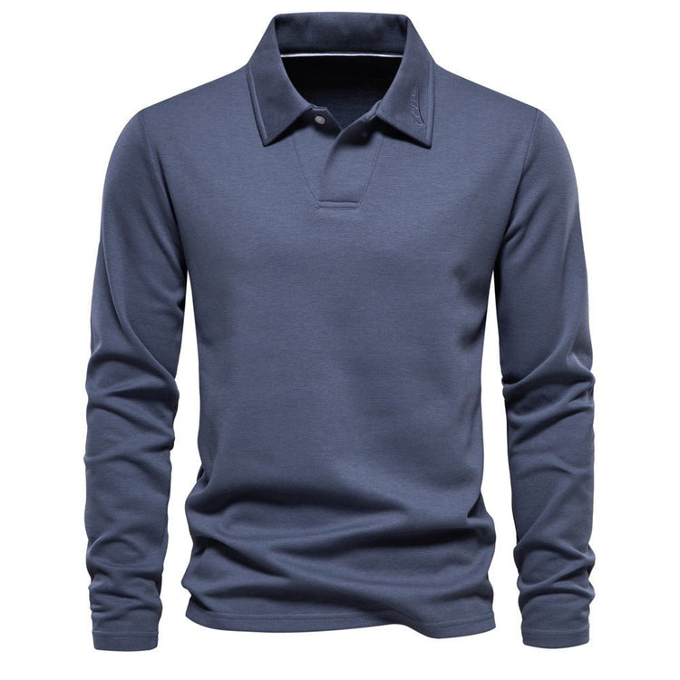 Fashion Lapel Long - sleeved Polo Shirt Men&