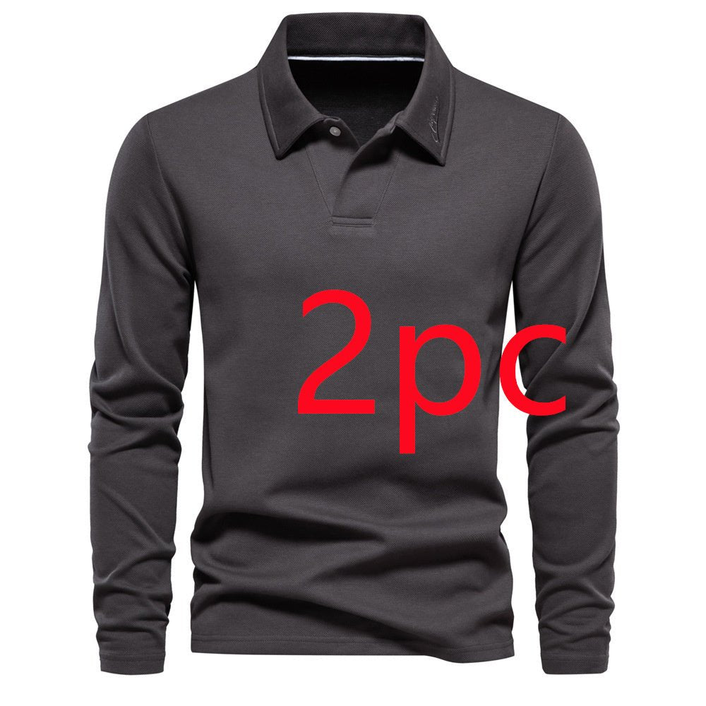 Fashion Lapel Long - sleeved Polo Shirt Men&