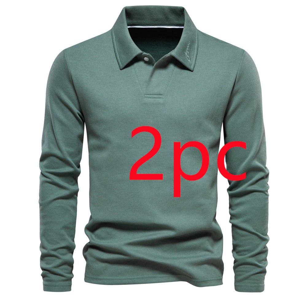 Fashion Lapel Long - sleeved Polo Shirt Men's Casual Solid Color Tops Clothing - Luxury 0 by Shop Luxe Look