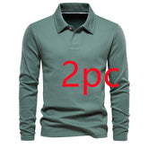 Fashion Lapel Long - sleeved Polo Shirt Men&