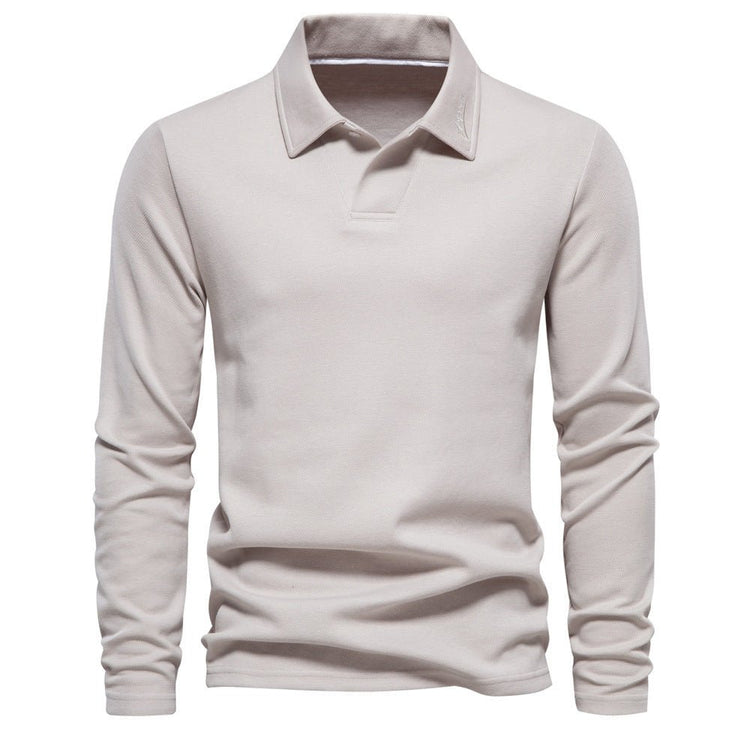 Fashion Lapel Long - sleeved Polo Shirt Men&