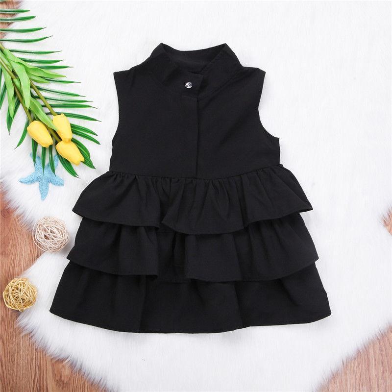 sleeveless girl dress-Fashion Simple Solid Color Sleeveless Small And Medium Girl Dress-shopluxelook.store