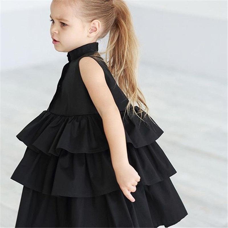 sleeveless girl dress-Fashion Simple Solid Color Sleeveless Small And Medium Girl Dress-shopluxelook.store