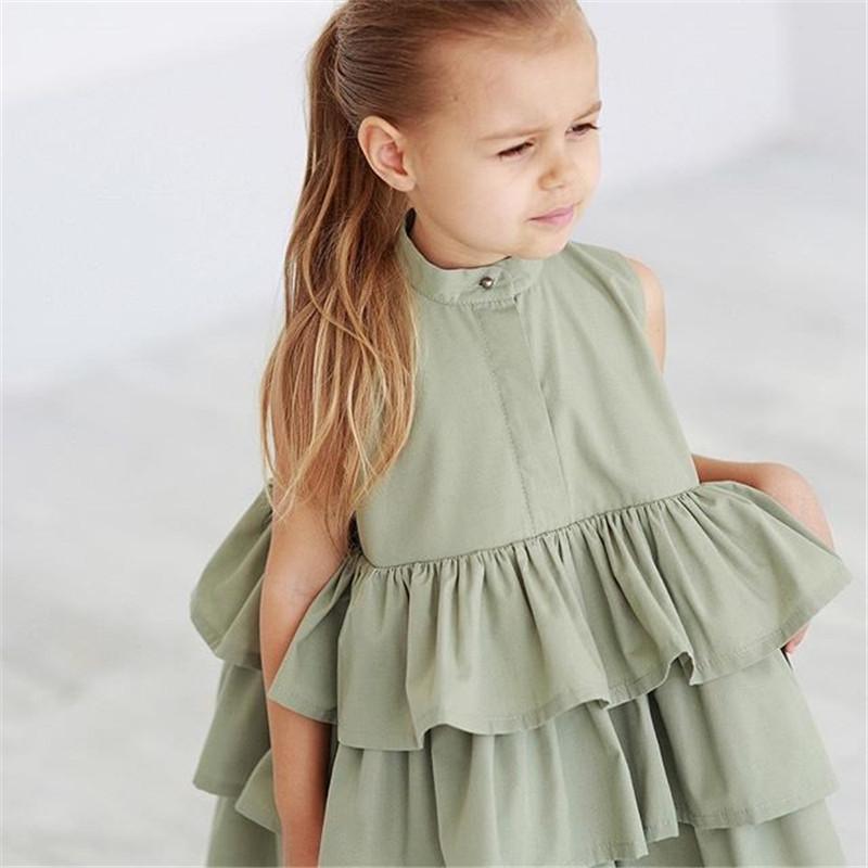 sleeveless girl dress-Fashion Simple Solid Color Sleeveless Small And Medium Girl Dress-shopluxelook.store