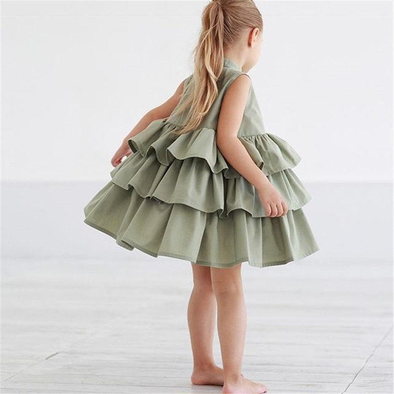 sleeveless girl dress-Fashion Simple Solid Color Sleeveless Small And Medium Girl Dress-shopluxelook.store