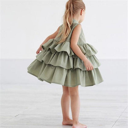 Fashion Simple Solid Color Sleeveless Small And Medium Girl Dress-shopluxelook.store