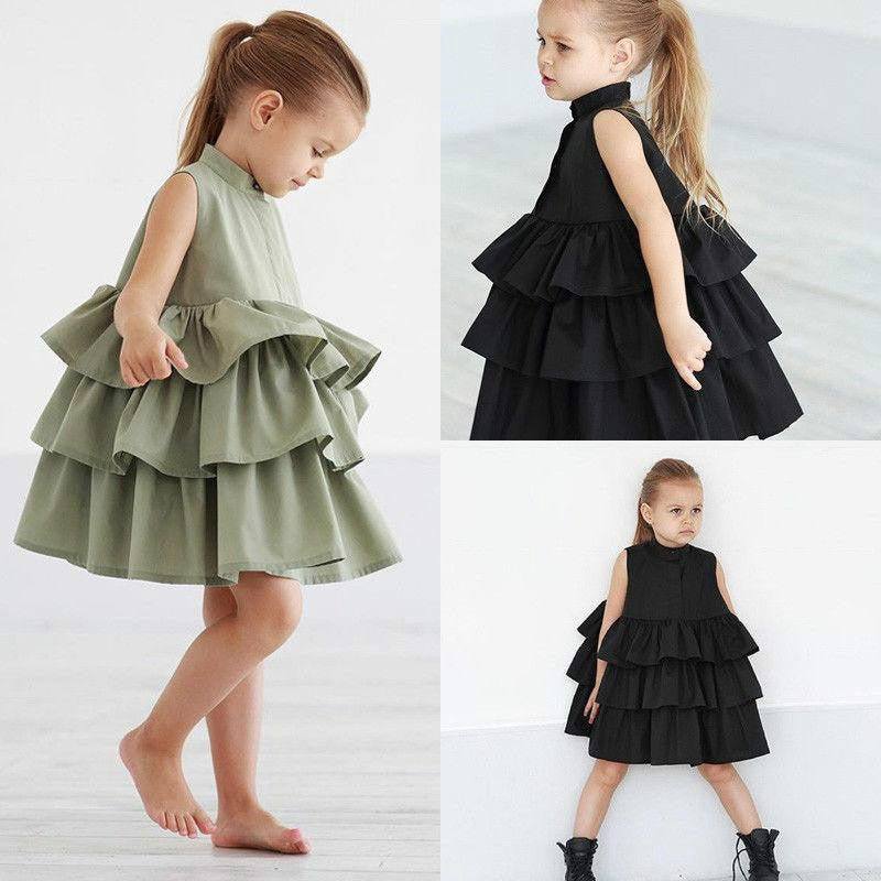 sleeveless girl dress-Fashion Simple Solid Color Sleeveless Small And Medium Girl Dress-shopluxelook.store