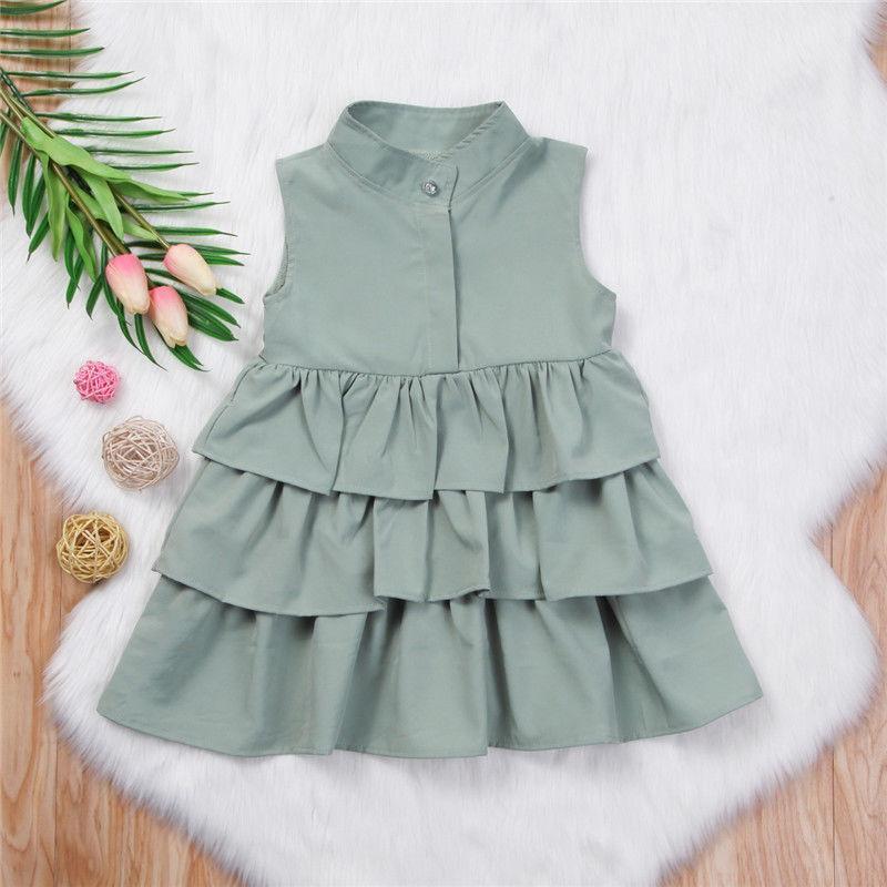 sleeveless girl dress-Fashion Simple Solid Color Sleeveless Small And Medium Girl Dress-shopluxelook.store