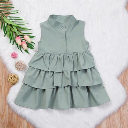 Fashion Simple Solid Color Sleeveless Small And Medium Girl Dress-shopluxelook.store