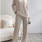 Fashion Solid Striped Suit V-neck Long-sleeved Top And Casual Straight Pants Loose Temperament Women's Clothing-shopluxelook.store