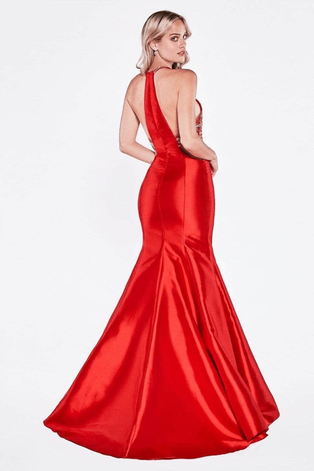 Fitted Mermaid Mikado Gown with Beaded Halter Neckline - Luxury Night Out by Shop Luxe Look