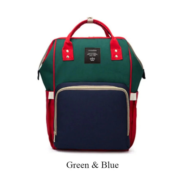 Fashion Maternity Nappy Bag - Blue/Green/Red