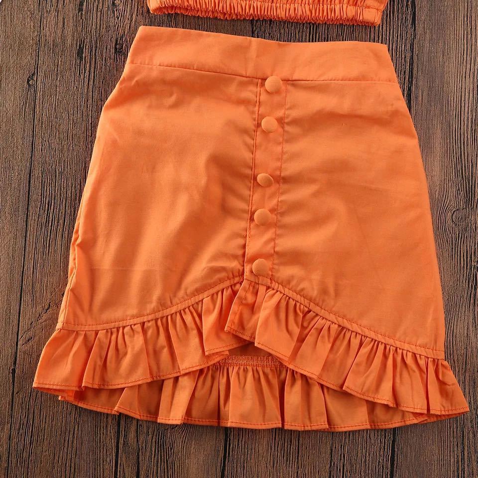 girl orange skirt suit-Girl orange skirt suit-shopluxelook.store