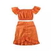 Girl orange skirt suit-shopluxelook.store