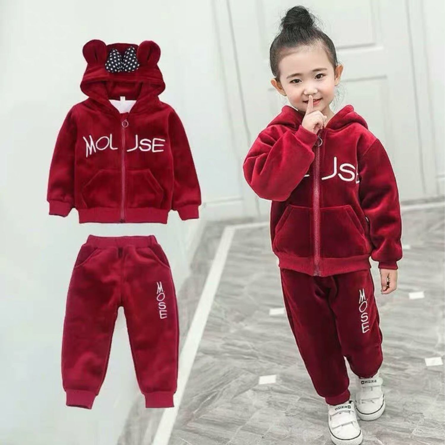 girls autumn winter outfits-Girls Autumn And Winter Outfits Gold Velvet Thickening-shopluxelook.store