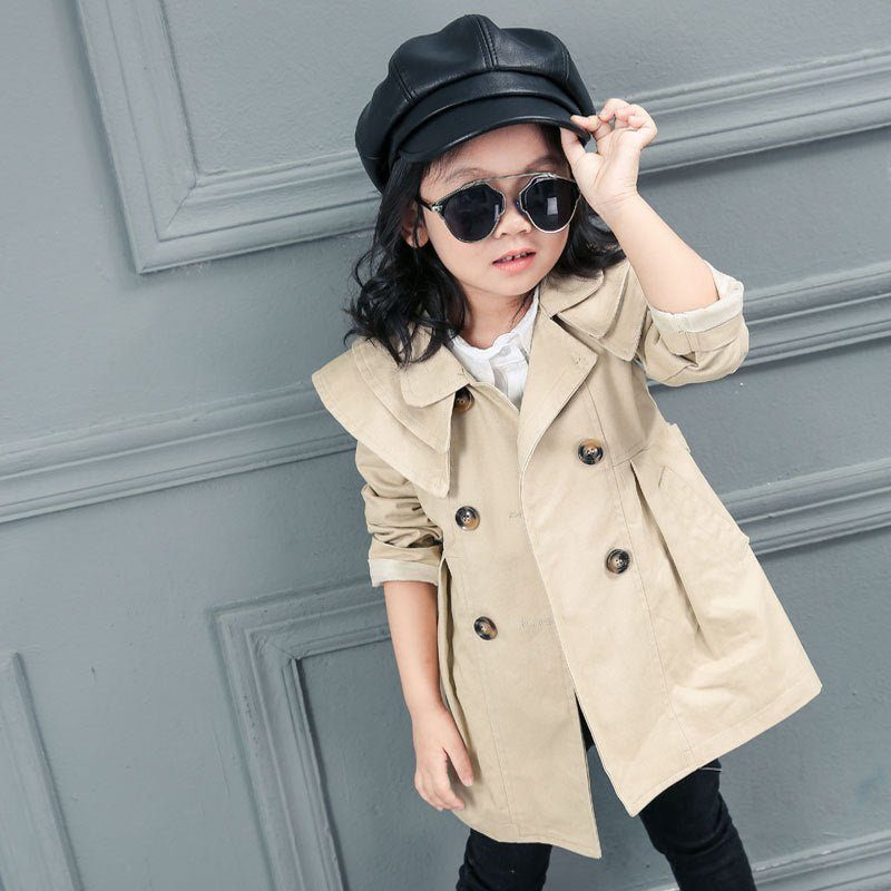 girls cotton trench coat-Girls' cotton trench coat-shopluxelook.store