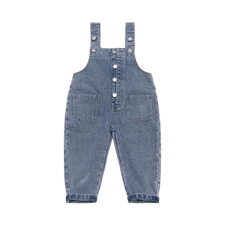 Girls Denim Overalls And Lace Shirt Two-piece Suit-shopluxelook.store