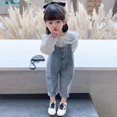 Girls Denim Overalls And Lace Shirt Two - piece Suit - Luxury 0 by Shop Luxe Look