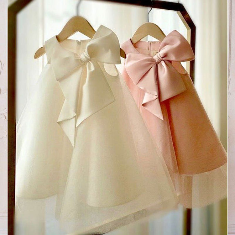 Girls Dress Dress Big Bow Girl Korean Style Baby Girl Dress - Luxury 0 by Shop Luxe Look