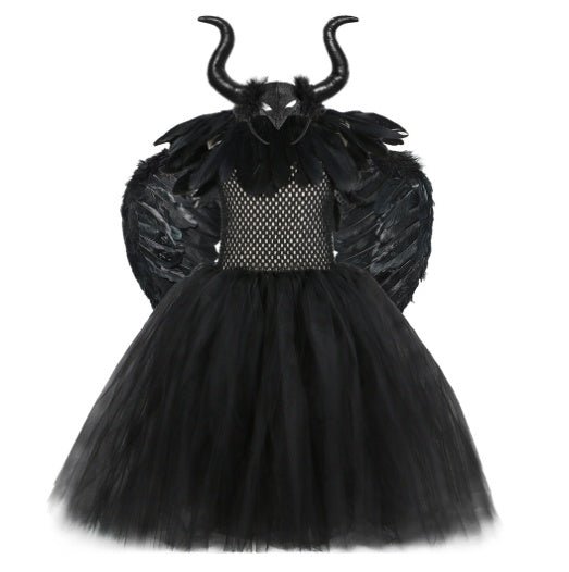 Girls Fashion Black Mesh Dress Performance Costume-shopluxelook.store