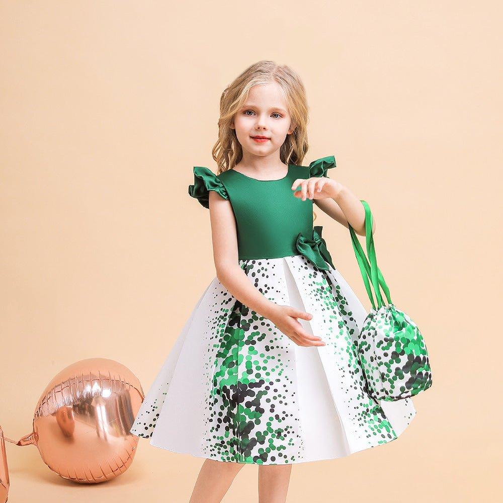 girls fashion dress-Girls' Fashion Casual Flounced Sleeve Polka Dot Printed Dress-shopluxelook.store