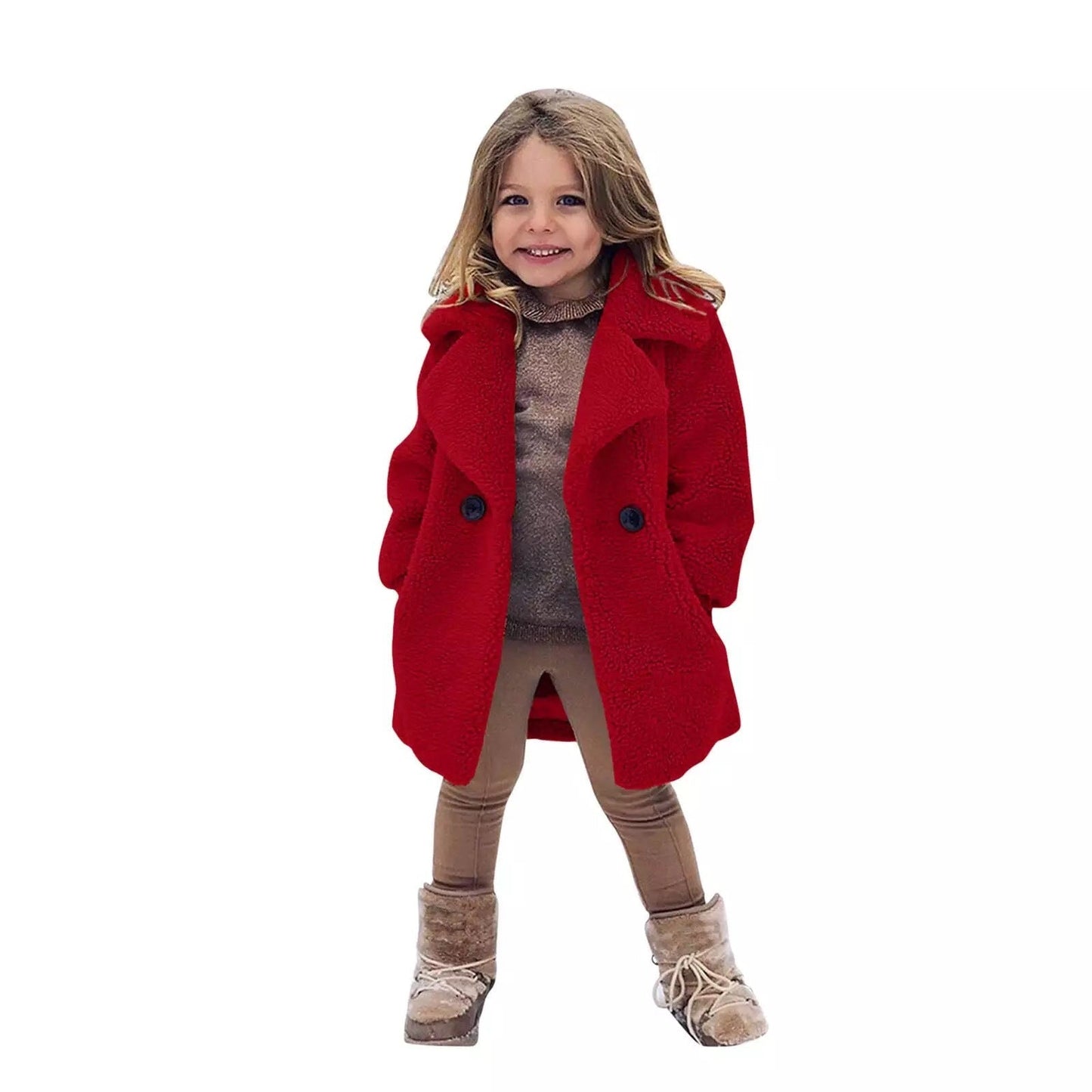 Girls' Fashion Lapel Solid Color Trench Coat-shopluxelook.store