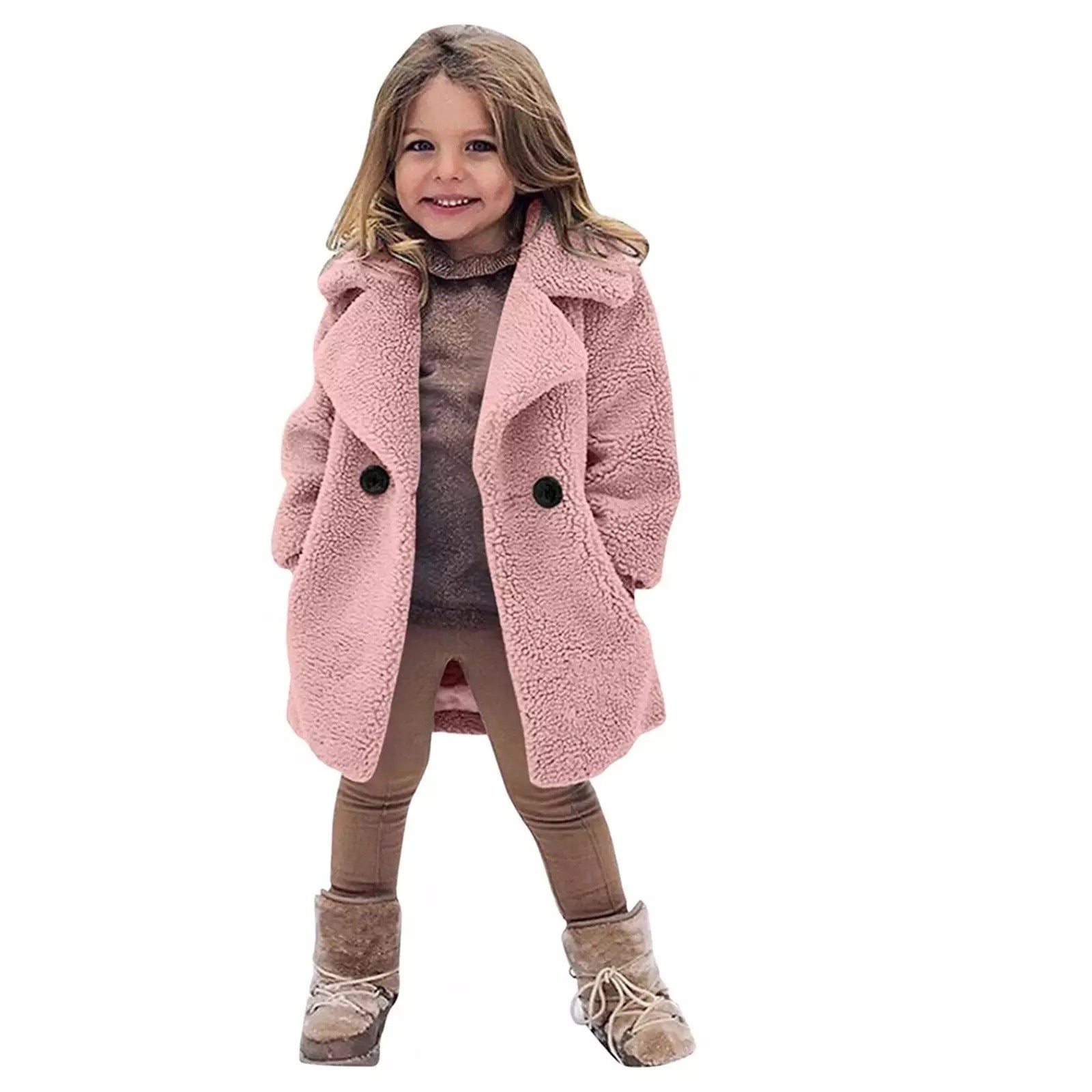 girls fashion coat-Girls' Fashion Lapel Solid Color Trench Coat-shopluxelook.store