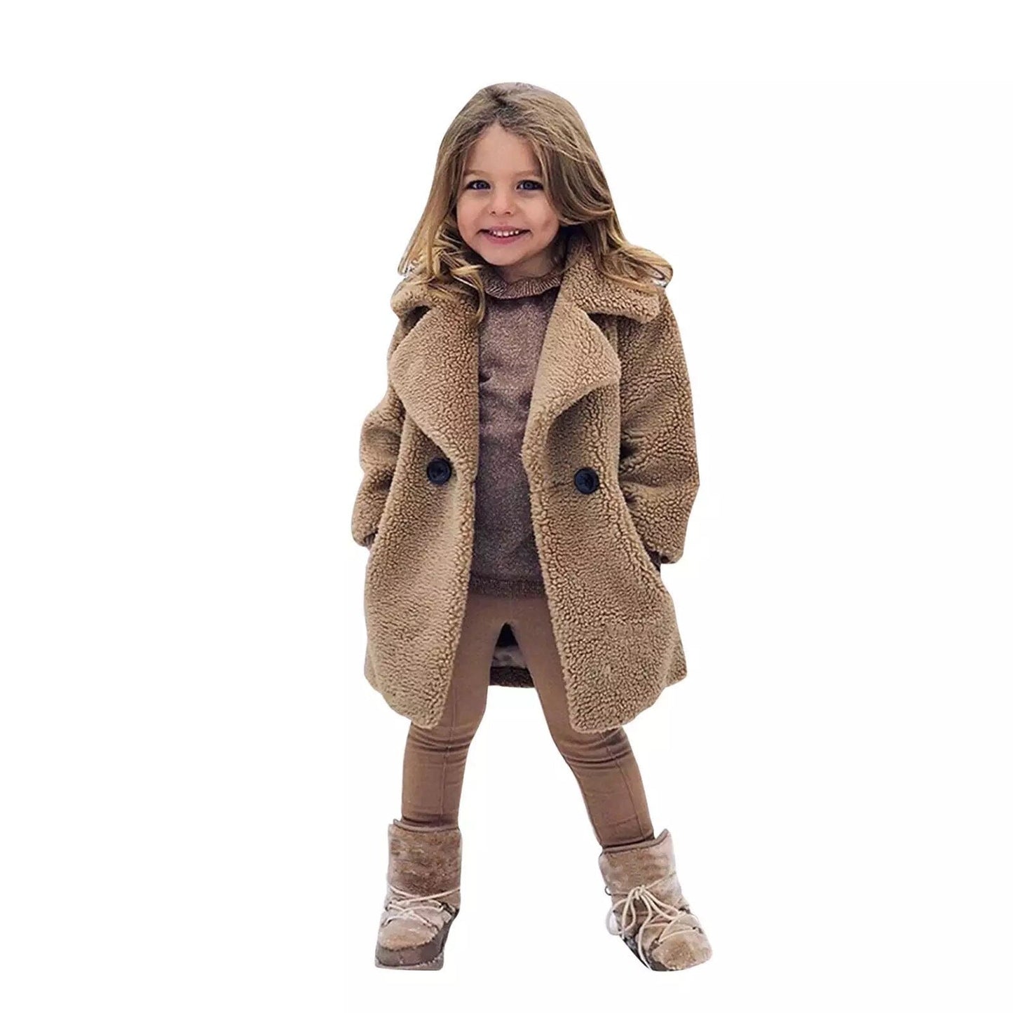 Girls' Fashion Lapel Solid Color Trench Coat-shopluxelook.store