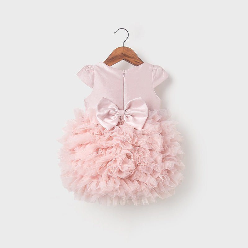 girl's first birthday dress-Girls' first birthday dress pink pettiskirt baby princess dress-shopluxelook.store