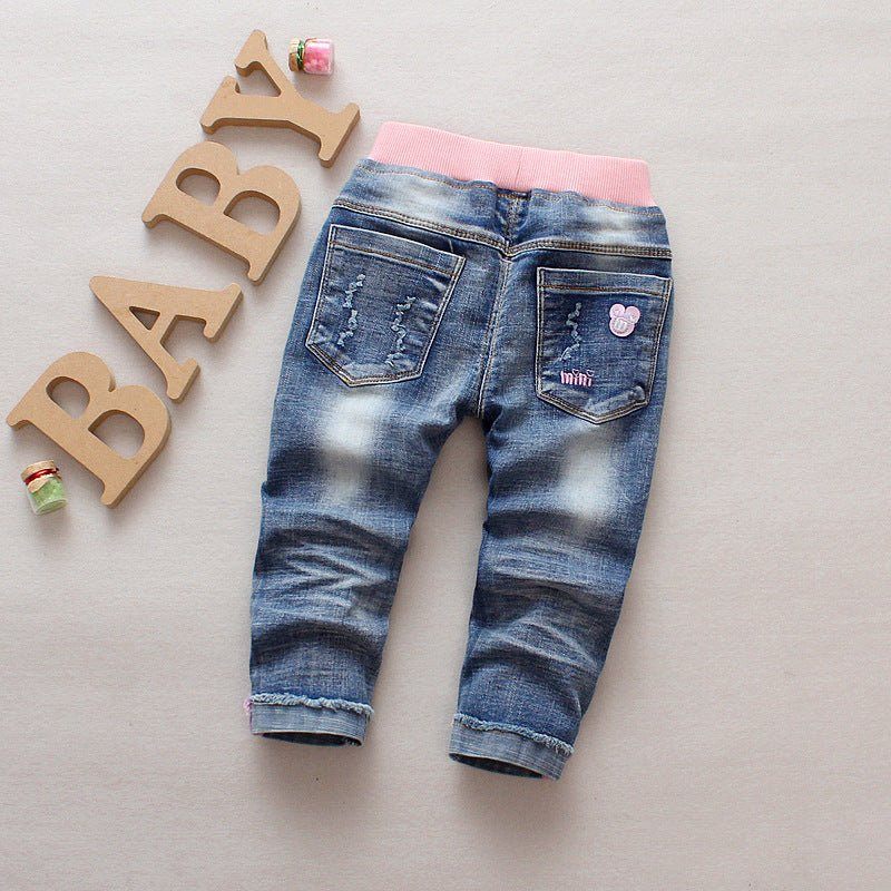 girls jeans trend-Girls Jeans Trend Candy Color Embroidery-shopluxelook.store