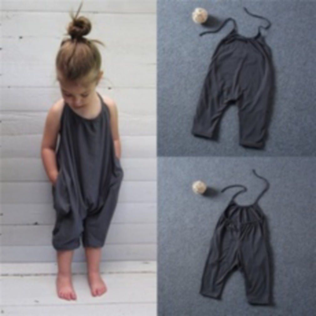 Girls Jumpsuits Summer Baby Girl Solid Overalls Soft Girls Fashion Leotard Outfit Clothes - Luxury 0 by Shop Luxe Look