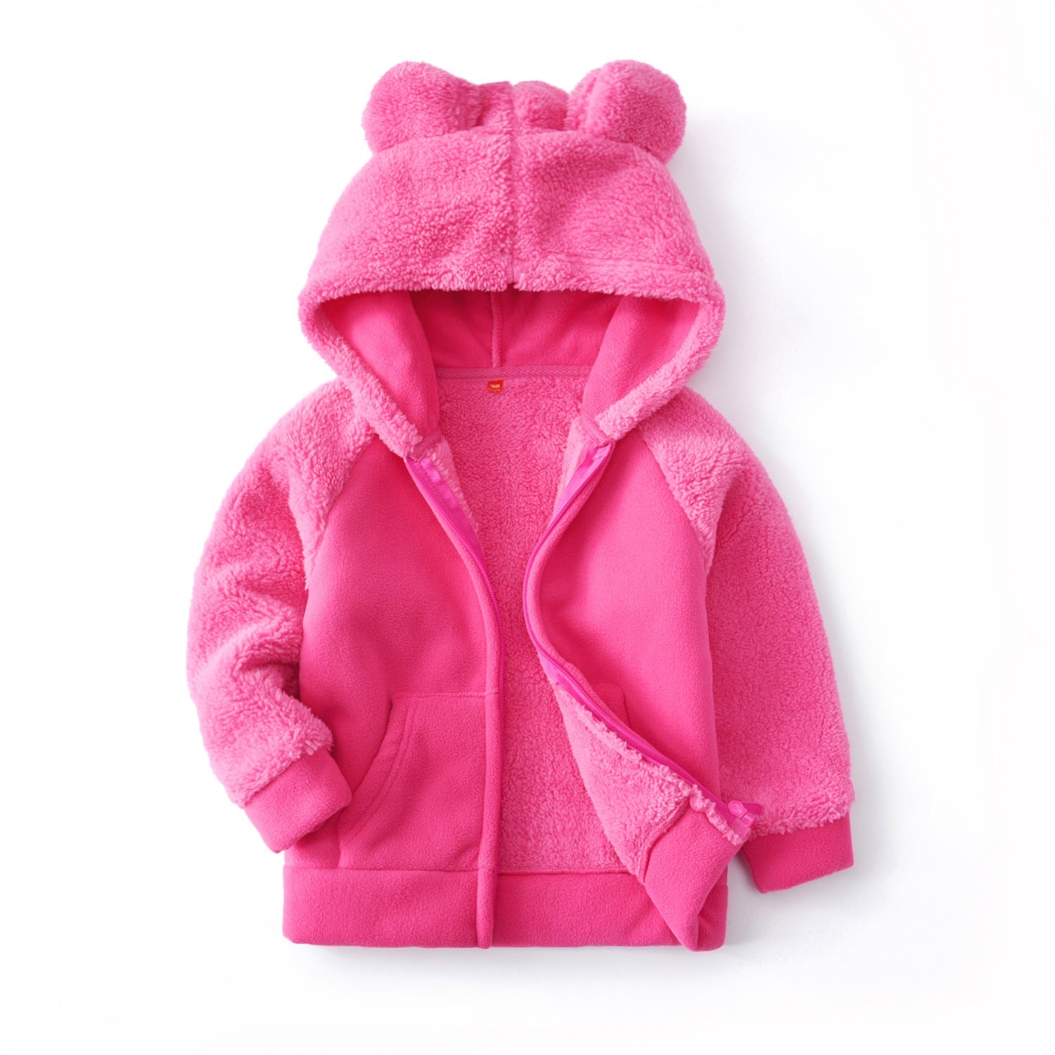 Girls Korean Kids Cardigan Hooded Polar Fleece Jacket-shopluxelook.store