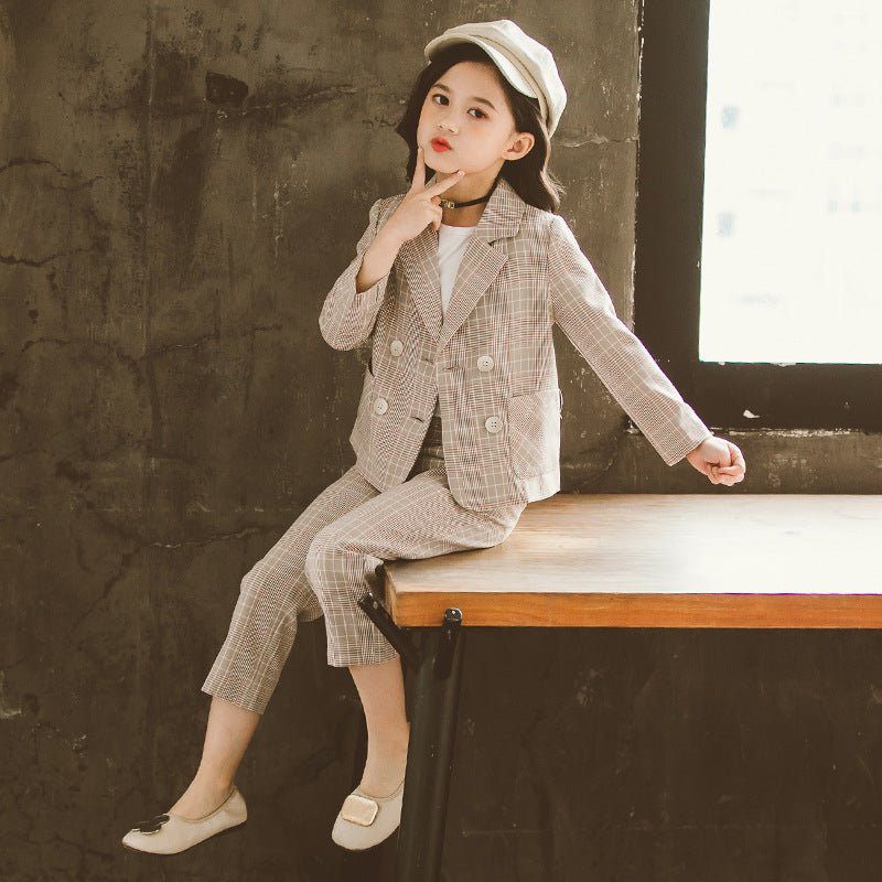 girls net red suit-Girls Net Red Fashion Double Breasted Small Suit-shopluxelook.store