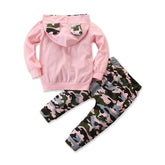 Girls Spring And Autumn Hooded Sweater Small Suit Ins Type Female Baby Camouflage 2 Piece Set-shopluxelook.store