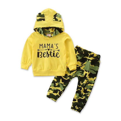 Girls Spring And Autumn Hooded Sweater Small Suit Ins Type Female Baby Camouflage 2 Piece Set-shopluxelook.store