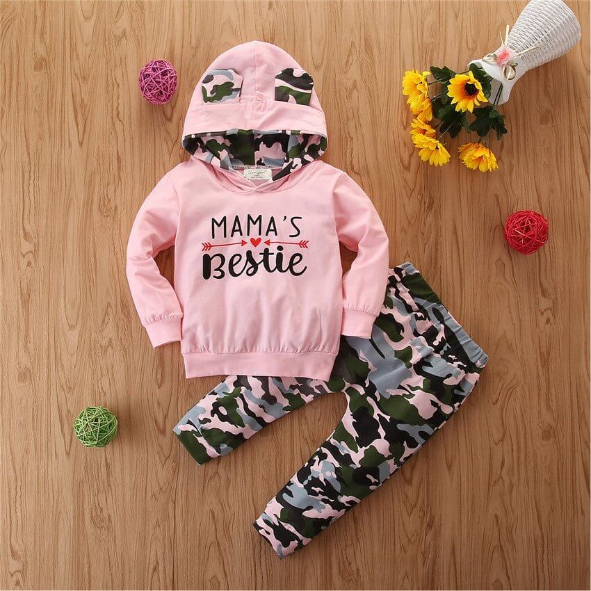 girls spring autumn hooded sweater suit camouflage-Girls Spring And Autumn Hooded Sweater Small Suit Ins Type Female Baby Camouflage 2 Piece Set-shopluxelook.store