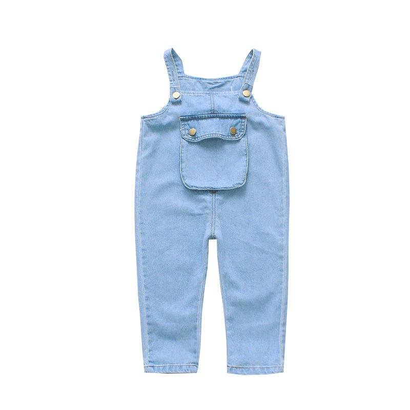 girls trousers-Girls' Trousers Bib Trousers Girl Baby Foreign Style Children's Jeans-shopluxelook.store