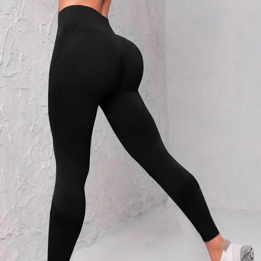 high waist seamless yoga pants-High Waist Seamless Yoga Pants Women's Solid Color Dot Striped Print Butt Lifting Leggings Fitness Running Sport Gym Legging Outfits-shopluxelook.store