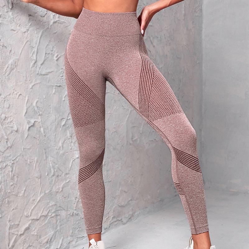 high waist seamless yoga pants-High Waist Seamless Yoga Pants Women's Solid Color Dot Striped Print Butt Lifting Leggings Fitness Running Sport Gym Legging Outfits-shopluxelook.store