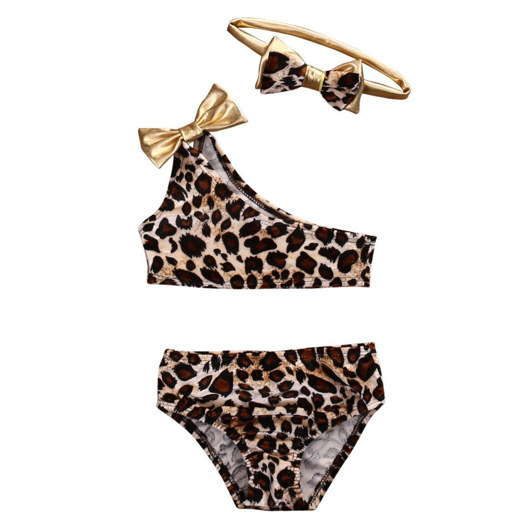 kids swimwear-Kids Baby Girls Swimwear Leopard Print One Shoulder-shopluxelook.store