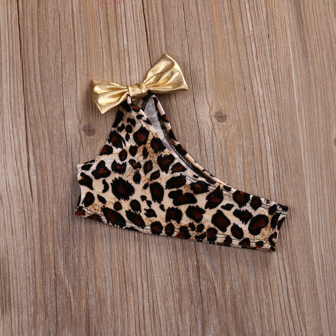 Kids Baby Girls Swimwear Leopard Print One Shoulder - Luxury 0 by Shop Luxe Look