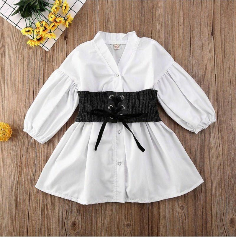 kids baby girls clothes-Kids Baby Irls Clothes White A-Line Shirt Dress For Irl-shopluxelook.store