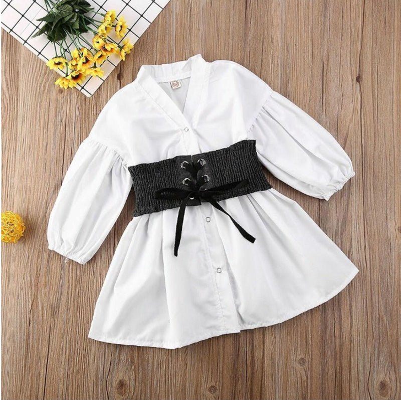 kids baby girls clothes-Kids Baby Irls Clothes White A-Line Shirt Dress For Irl-shopluxelook.store