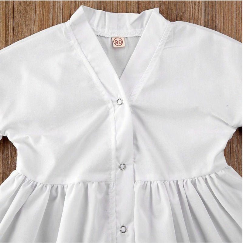 kids baby girls clothes-Kids Baby Irls Clothes White A-Line Shirt Dress For Irl-shopluxelook.store