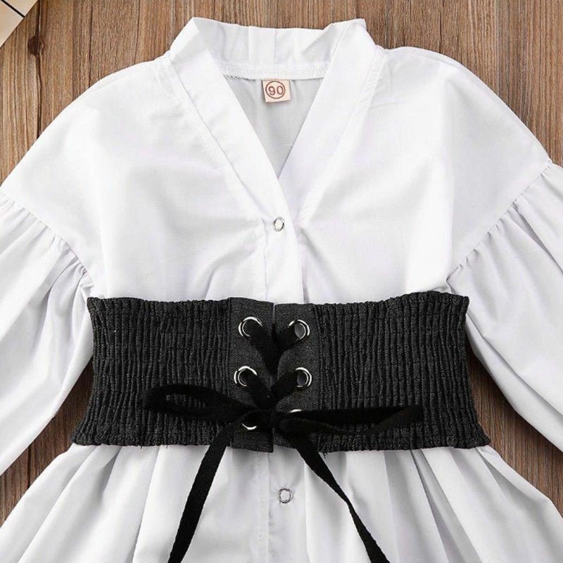 kids baby girls clothes-Kids Baby Irls Clothes White A-Line Shirt Dress For Irl-shopluxelook.store